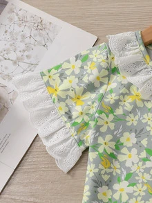 Toddler Girls Floral Contrast Schiffy PJ Set - Multicolor - View 3