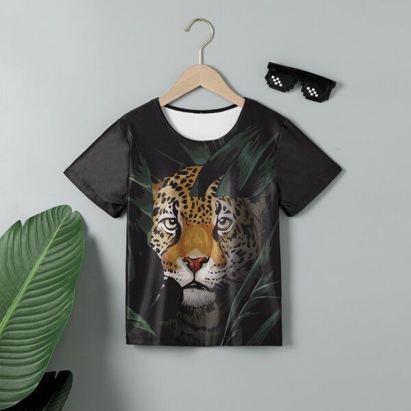 

Boys Tiger Print Tee, Black