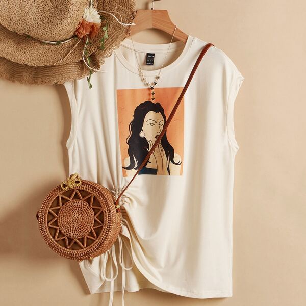 

Figure Graphic Tank Top, Beige