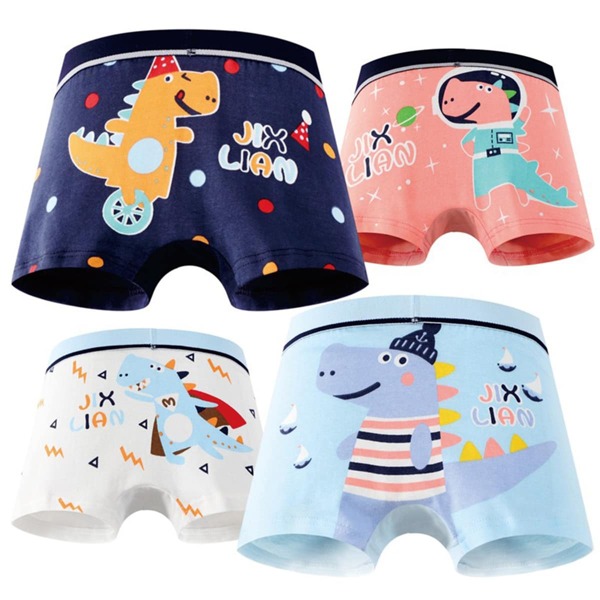 

Toddler Boys 4 Pack Cartoon Dinosaur Print Boxer Brief, Multicolor