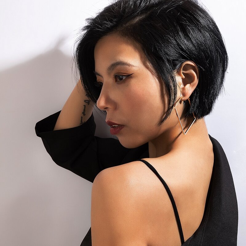 

Geo Hoop Earrings, Gold
