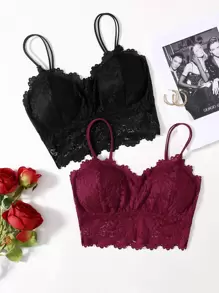2 gói đồ lót ren hoa dài bralette - Nhiều màu - Xem 1