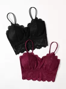 2 gói đồ lót ren hoa dài bralette - Nhiều màu - Xem 3