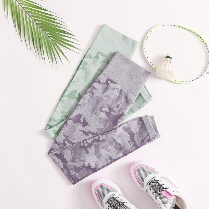 

2pack Seamless High Stretch Camo Print Sports Leggings, Multicolor
