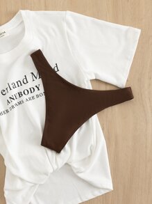 Swim SXY Summer Beach Solid High Cut Bikini Panty - Coffee Brown - View 2