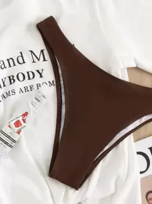 Swim SXY Summer Beach Solid High Cut Bikini Panty - Coffee Brown - View 4