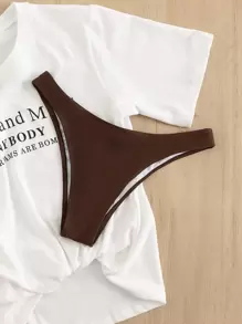 Swim SXY Summer Beach Solid High Cut Bikini Panty - Coffee Brown - View 6