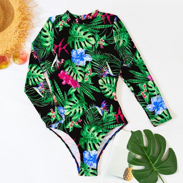 

Floral & Tropical One Piece Swimsuit, Multicolor