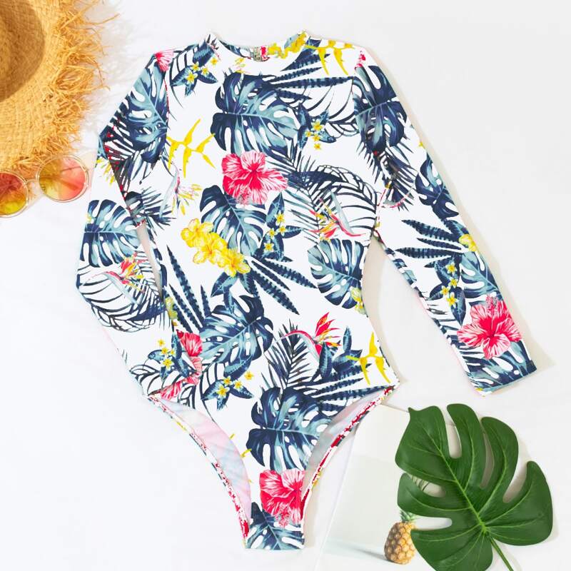 

Floral & Tropical One Piece Swimsuit, Multicolor
