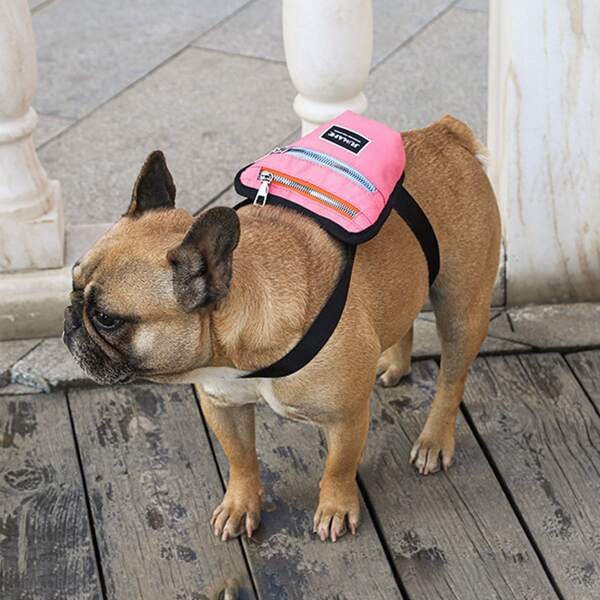 

1pc Zipper Decor Pet Bag, Pink