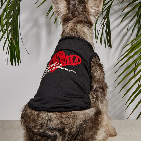 

Heart Print Pet Tank Top, Black