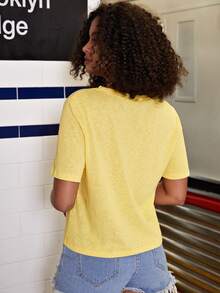 Camiseta Con Estampado De Letras - Amarillo - Ver 2