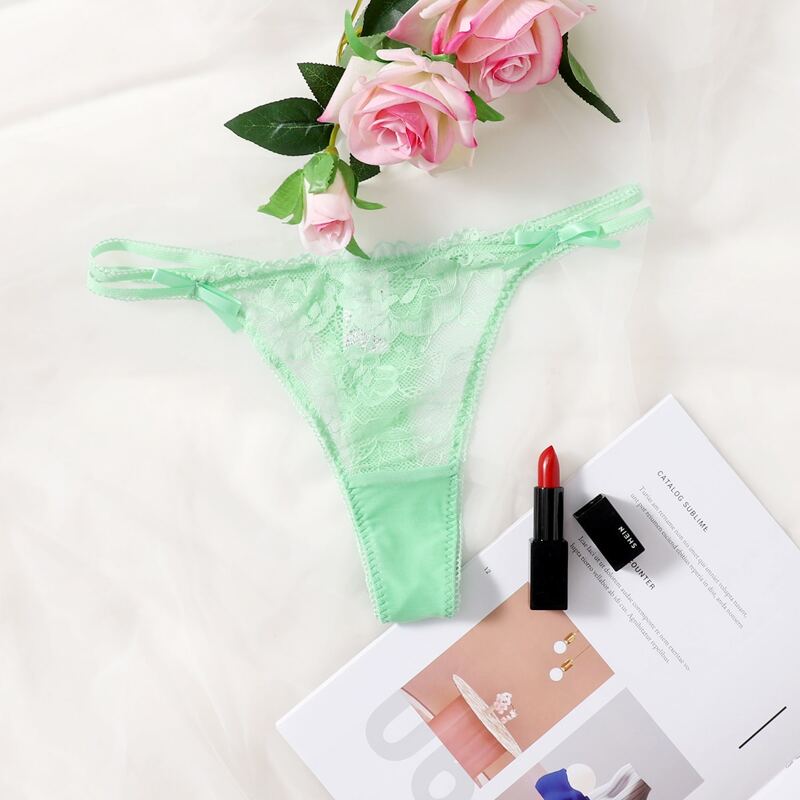 

Floral Lace Thong, Mint green
