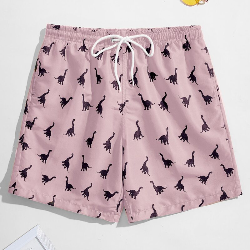 

Guys Dinosaur Print Swim Trunks, Multicolor
