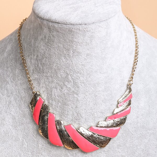 

Color Block Necklace, Pink