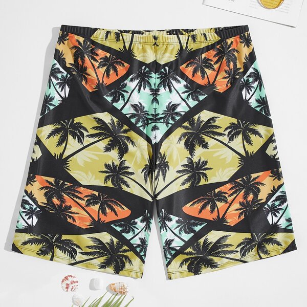 

Men Tropical Print Swim Trunks, Multicolor
