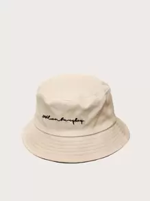 Letter Embroidered Bucket Hat - Apricot - View 1
