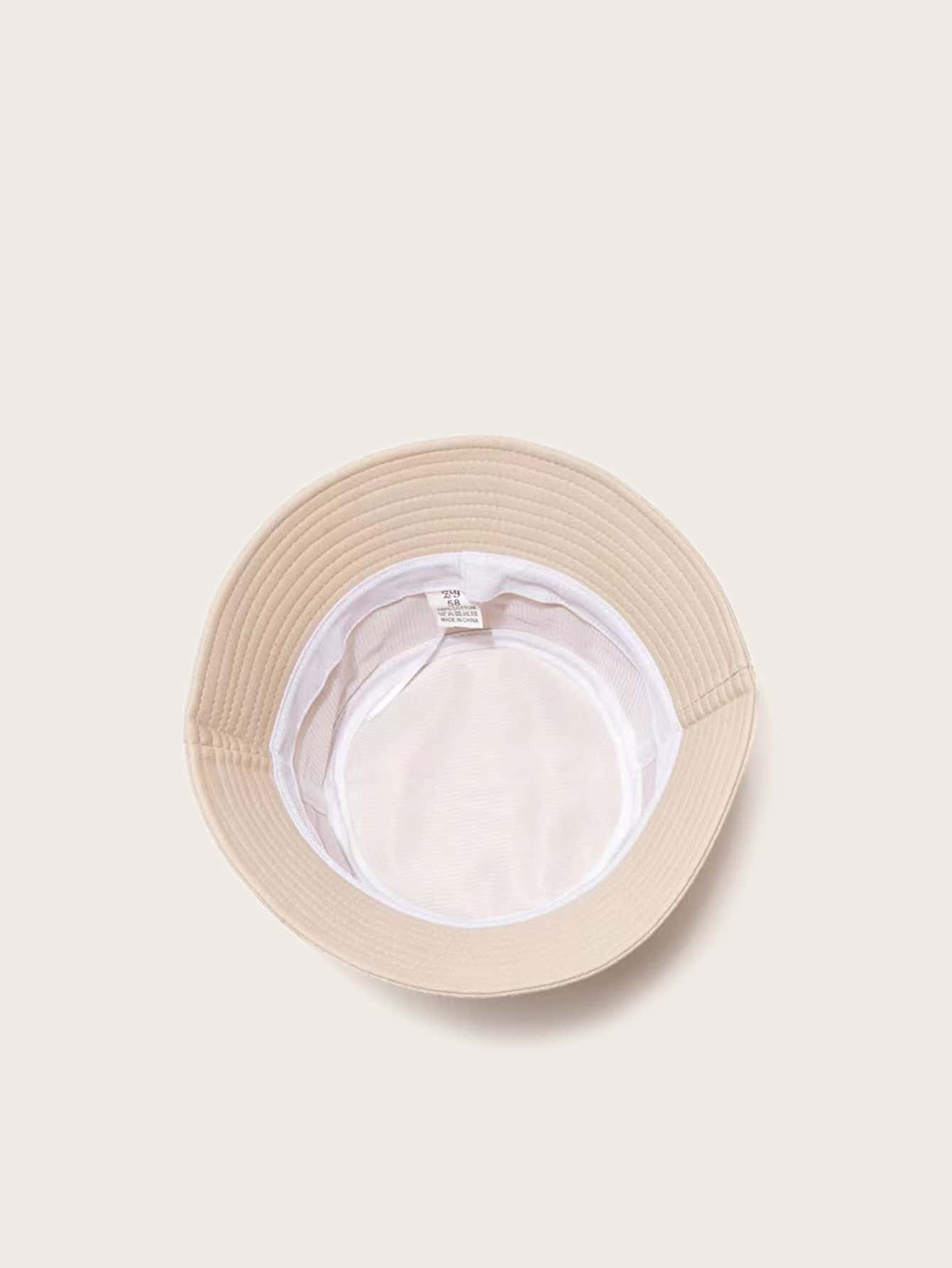 Letter Embroidered Bucket Hat - Apricot - View 2