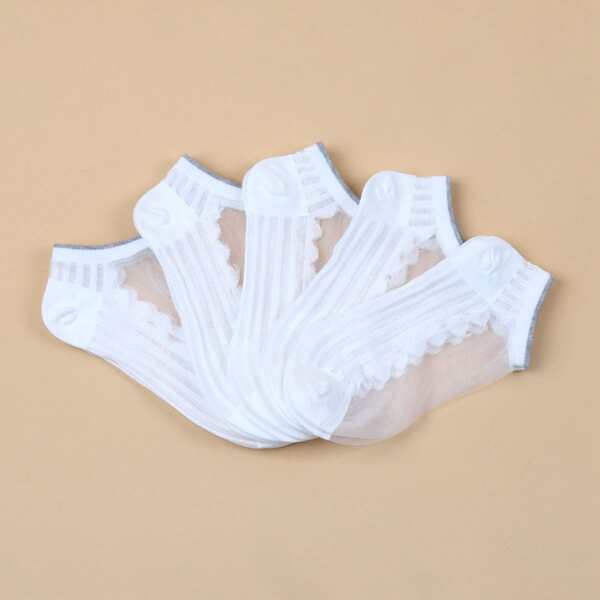 

5pairs Simple Ankle Socks, White
