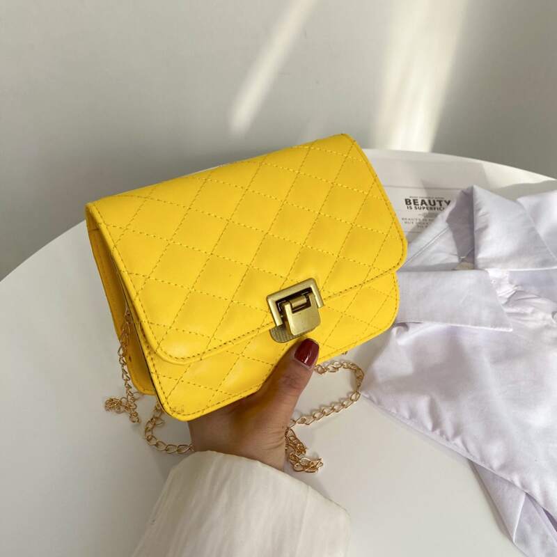 

Quilted Chain Crossbody Bag, Yellow