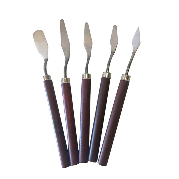 

5pcs Oil Painting Scraper Knife, Brown
