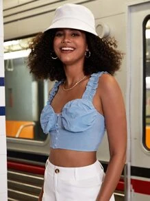 SHEIN Unity Top De Cami Con Ribete De Volantes Y Panel Fruncido En El Busto