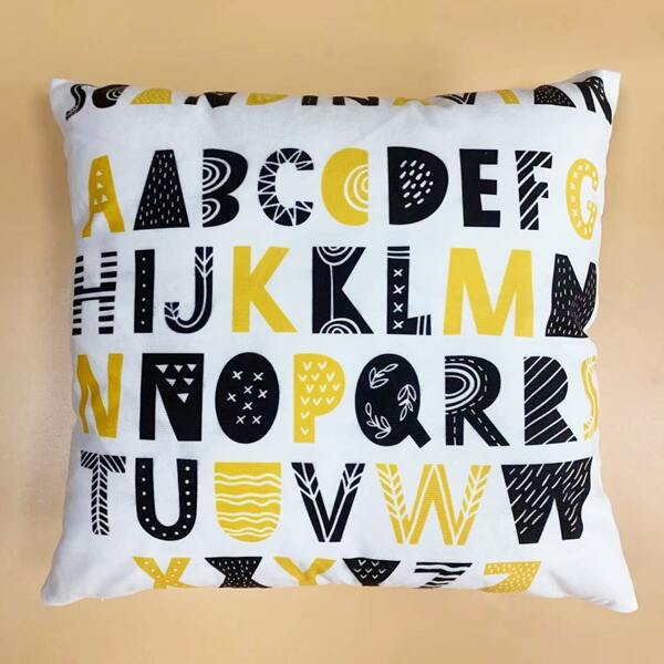

Letter Graphic Cushion Cover Without Filler, Multicolor