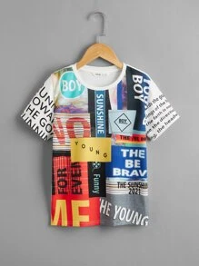 SHEIN Boys Letter Graphic Tee - Multicolor - View 1