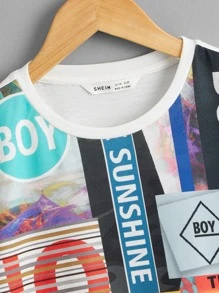 SHEIN Boys Letter Graphic Tee - Multicolor - View 3