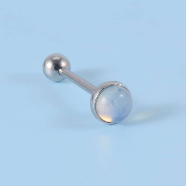 

Men Simple Tongue Barbell Ring, Silver