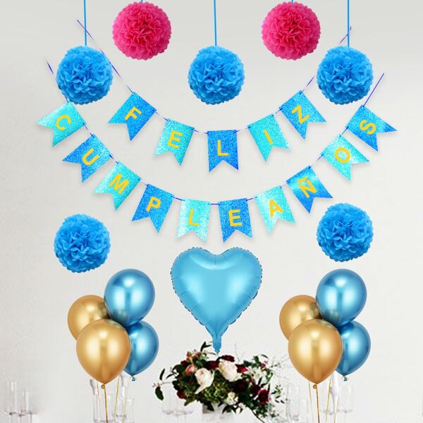 

20pcs Spanish Birthday Banner & Balloon Set, Multicolor