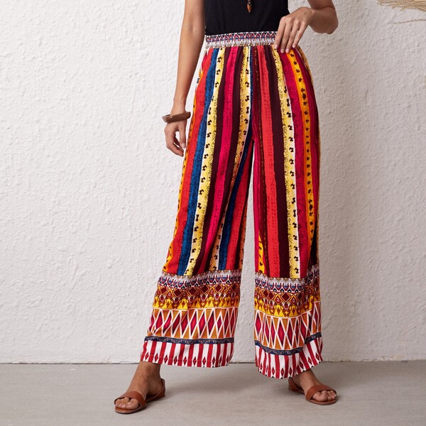 

Striped Wide Leg Pants, Multicolor