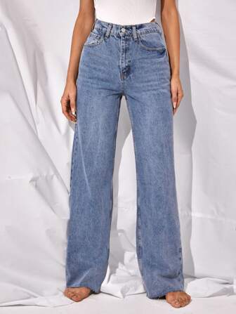 Jeans de pierna ancha de cintura alta