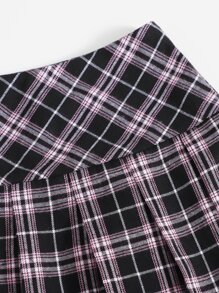 SHEIN EZwear Tartan Pleated Hem Skirt