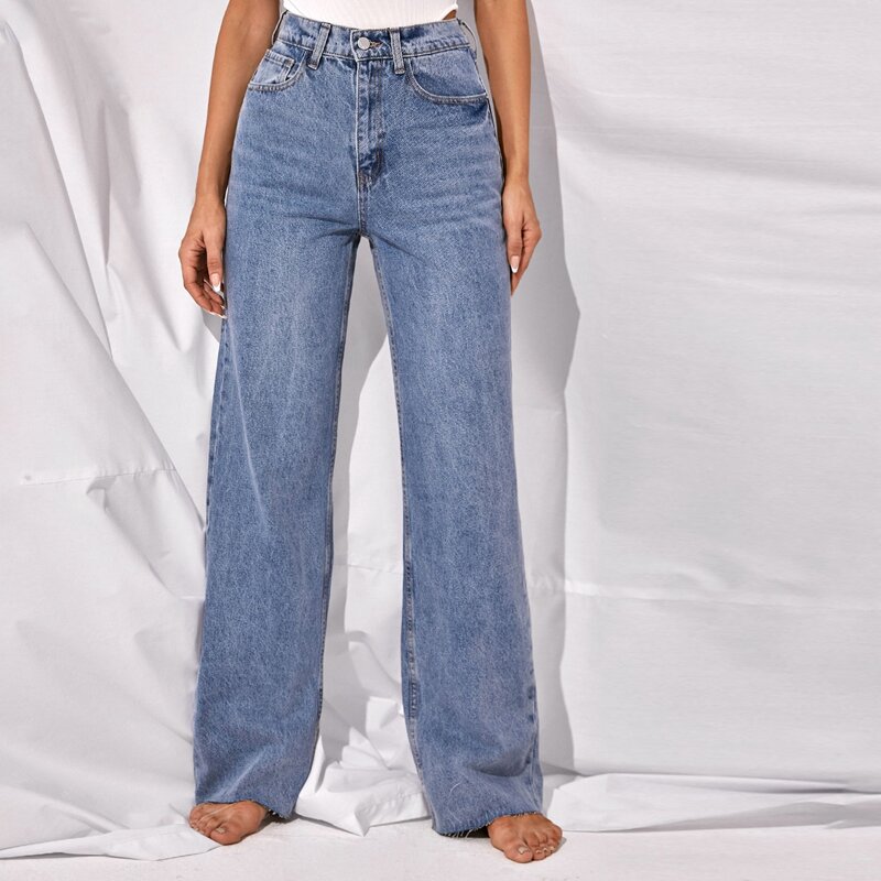 

High Waist Wide Leg Jeans, Medium wash