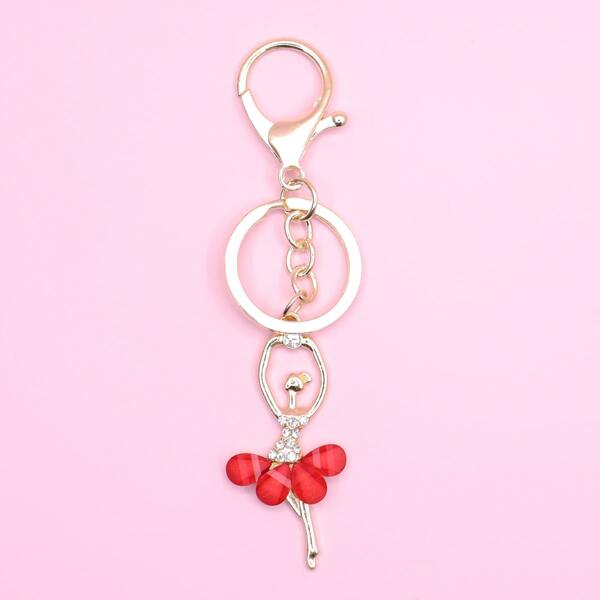 

Rhinestone Decor Figure Charm Keychain, Multicolor