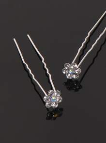 20 piezas de pasadores de pelo con decoración de rhinestones brillantes, peines reales para el cabello, peines laterales, artículos escolares - Plateado - Ver 3