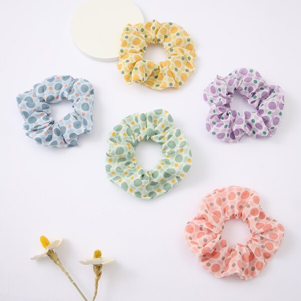 

5pcs Polka Dot Scrunchie, Multicolor