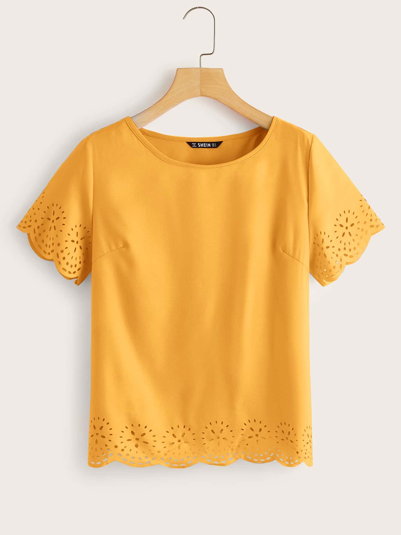 SHEIN LUNE Áo sơ mi Sò điệp màu trơn Giải trí