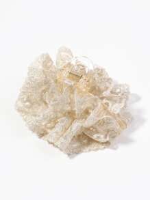 Lace Decor Hair Claw - White - View 5