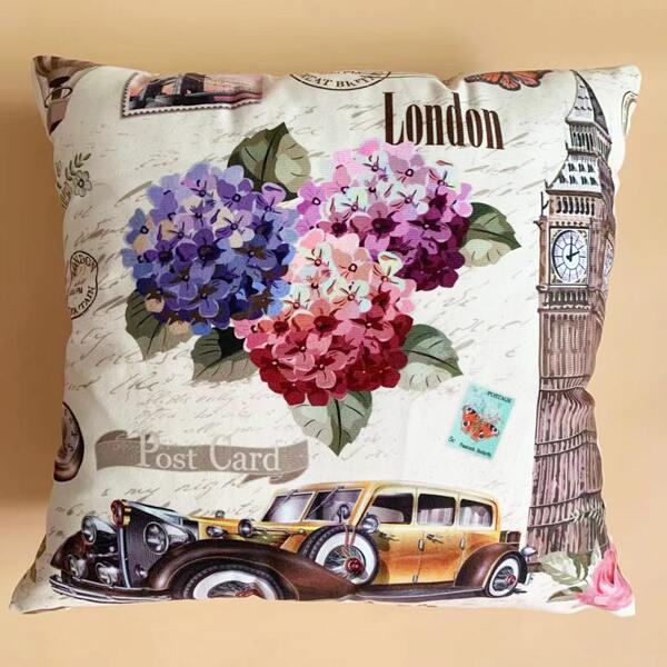 

Flower Print Cushion Cover Without Filler, Multicolor