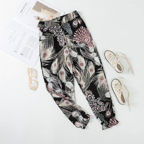 

Girls Peacock Feather Tapered Pants, Multicolor