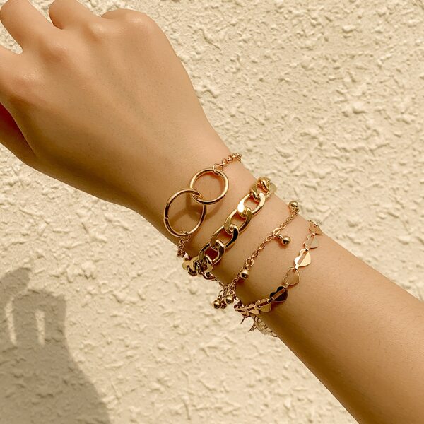 

4pcs Heart Detail Bracelet, Gold