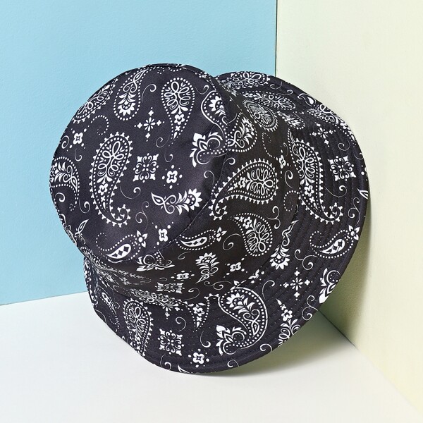 

Paisley Print Bucket Hat, Black