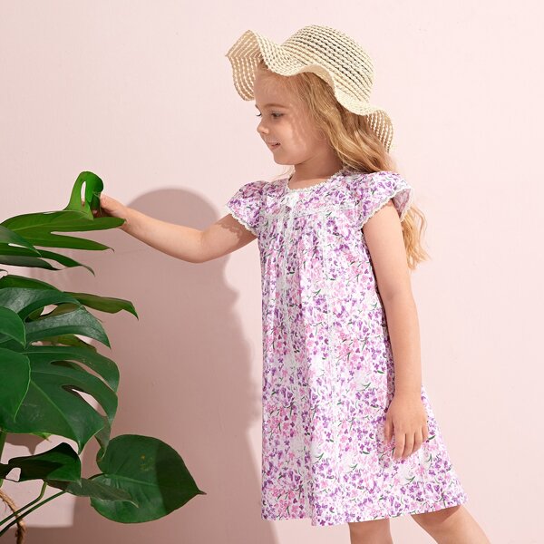 

Toddler Girls Ditsy Floral Lace Detail Dress, Multicolor