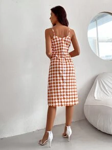 SHEIN Unity 格紋圖案吊帶連衣裙 - 彩色 - 查看 2