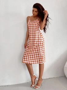 SHEIN Unity 格紋圖案吊帶連衣裙 - 彩色 - 查看 3