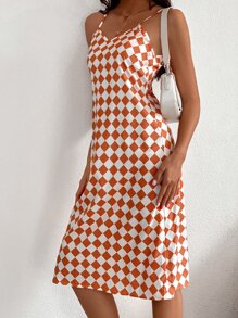 SHEIN Unity 格紋圖案吊帶連衣裙 - 彩色 - 查看 6