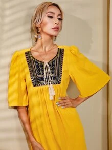 Váy Ả Rập Nghề thêu Hình học Boho - Màu vàng - Xem 6