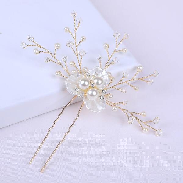 

Faux Pearl Decor Wedding Hair Pin, Gold